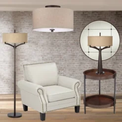 Regency Hill Sylvan Modern Ceiling Light Semi Flush Mount Fixture 14" Wide Bronze 3-Light Oatmeal Fabric Drum Shade For Bedroom Kitchen Living Room 14 Regency Hill Sylvan Modern Ceiling Light Semi Flush Mount Fixture 14" Wide Bronze 3-Light Oatmeal Fabric Drum Shade For Bedroom Kitchen Living Room -Adesso Shop GUEST bf13db88 b0e3 440c 8c47 5d9950a0d8e3