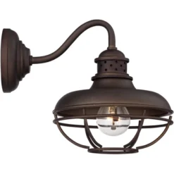 Franklin Iron Works Park Rustic Farmhouse Outdoor Wall Light Fixture Oil Rubbed Bronze Caged 9" For Post Exterior Barn Deck House Porch Yard Patio -Adesso Shop GUEST c0ae255a 707a 466f bb4f eb79acacaf6a
