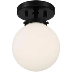 Possini Euro Design Jilly Modern Ceiling Light Semi Flush Mount Fixture 6 3/4" Wide Black White Glass Globe Shade For Bedroom Kitchen Living Room Home 11 Possini Euro Design Jilly Modern Ceiling Light Semi Flush Mount Fixture 6 3/4" Wide Black White Glass Globe Shade For Bedroom Kitchen Living Room Home -Adesso Shop GUEST c0bed869 7e23 43ad b736 ca5788add583