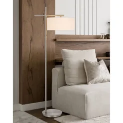 Modern Transitional Metal Floor Lamp Brushed Steel - Cal Lighting