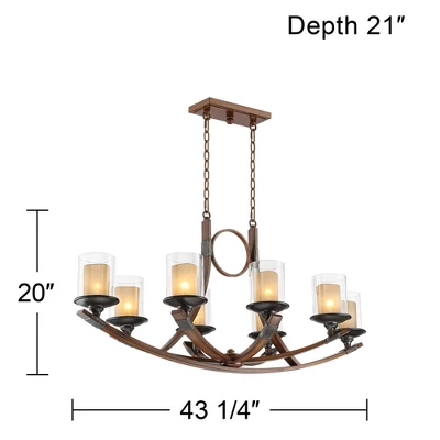 Franklin Iron Works Tafford Mahogany Wood Linear Pendant Chandelier 43 1/4" Wide Rustic Farmhouse Clear Glass 8-Light Fixture For Dining Room Kitchen 10 Franklin Iron Works Tafford Mahogany Wood Linear Pendant Chandelier 43 1/4" Wide Rustic Farmhouse Clear Glass 8-Light Fixture For Dining Room Kitchen - Image 8