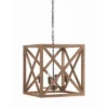 Metal/Wood Chandelier Natural Brown - Storied Home