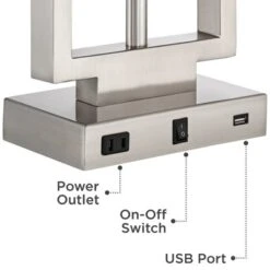 Possini Euro Design Modern Table Lamp With USB Outlet Reading Light LED 29.25" Tall Brushed Nickel Rectangular Off White Shade Bedroom Office 13 Possini Euro Design Modern Table Lamp With USB Outlet Reading Light LED 29.25" Tall Brushed Nickel Rectangular Off White Shade Bedroom Office -Adesso Shop GUEST c2ec8e84 7e12 4f6d 8631 95d4c819274f