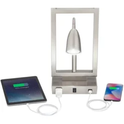 Possini Euro Design Modern Table Lamp With USB Outlet Reading Light LED 29.25" Tall Brushed Nickel Rectangular Off White Shade Bedroom Office 12 Possini Euro Design Modern Table Lamp With USB Outlet Reading Light LED 29.25" Tall Brushed Nickel Rectangular Off White Shade Bedroom Office -Adesso Shop GUEST c35c7439 94c9 43f0 9cd2 642b430b7a03
