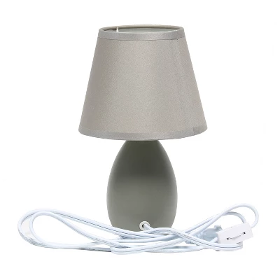 9.45" 2pk Petite Ceramic Oblong Bedside Table Desk Lamps With Matching Tapered Drum Shade Gray - Creekwood Home 7 9.45" 2pk Petite Ceramic Oblong Bedside Table Desk Lamps With Matching Tapered Drum Shade Gray - Creekwood Home - Image 5