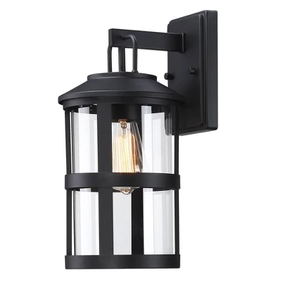 Glass Outdoor Wall Light Black - Wellfor 3 Glass Outdoor Wall Light Black - Wellfor