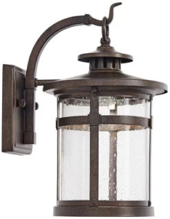 Franklin Iron Works Callaway Modern Industrial Outdoor Wall Light Fixture Bronze LED 11 1/2" Seedy Glass For Post Exterior Barn Deck House Porch Yard -Adesso Shop GUEST c58eacdf fbca 43fe 8c74 dcc39dd2c1b5