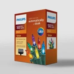 Philips 50ct Smooth LED Solar Mini String Lights Multicolor With Green Wire