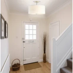 15" Marc Metal/Linen LED Semi-Flush Mount Chrome (Includes Energy Efficient Light Bulb) - JONATHAN Y -Adesso Shop GUEST c7343298 615e 46ed 8c0c 1fadbf57027b