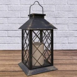 Hastings Home Solar Powered LED Lantern - Antique Bronze -Adesso Shop GUEST c7587f49 0eae 43fc a537 0cb379b7012e