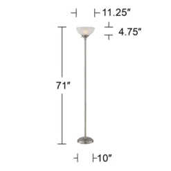360 Lighting Modern Torchiere Floor Lamp With USB Charging Port 71” Tall Satin Nickel Alabaster Glass Shade Living Room Reading -Adesso Shop GUEST c79c1dfb 0345 4740 9243 3504196ce7d3