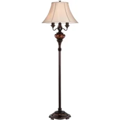Barnes And Ivy Traditional Floor Lamp 4-Light 63" Tall Lush Bronze Tortoise Glass Font Bell Shade For Living Room Reading Bedroom Office -Adesso Shop GUEST c81ffd8b 1d0a 47e5 87c7 2b00b7a5378d