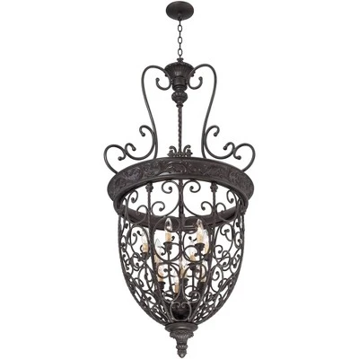 Franklin Iron Works French Scroll Rubbed Bronze Chandelier 27 1/2" Wide Rustic 12-Light Fixture For Dining Room House Kitchen Island Entryway Bedroom 8 Franklin Iron Works French Scroll Rubbed Bronze Chandelier 27 1/2" Wide Rustic 12-Light Fixture For Dining Room House Kitchen Island Entryway Bedroom - Image 6