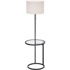 360 Lighting Modern Floor Lamps 62" Tall Set Of 2 With Glass Tray Table Black Metal White Fabric Drum Shades Decor Living Room Reading 10 360 Lighting Modern Floor Lamps 62" Tall Set Of 2 With Glass Tray Table Black Metal White Fabric Drum Shades Decor Living Room Reading -Adesso Shop GUEST c96ed57a 5145 4d59 ac80 9a188d263273