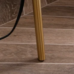 HOMCOM Modern Tripod Floor Lamp Free Standing Land Lamp W/ Steel Frame, Footswitch, Fabric Lampshade And E26 Base For Living Room, Bedroom, Gold -Adesso Shop GUEST c9ad70d7 3ff8 48dd be70 47ec67f45e0b