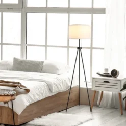 HOMCOM 59.75" Tripod Floor Lamp With Pull Chain Standing, Fabric Lampshade E26 Lamp Holder Steel For Living Room, Bedroom, Office 10 HOMCOM 59.75" Tripod Floor Lamp With Pull Chain Standing, Fabric Lampshade E26 Lamp Holder Steel For Living Room, Bedroom, Office -Adesso Shop GUEST ca008935 3947 47ee 9ff0 be1d9fb07831