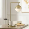 Possini Euro Design Luna Mid Century Desk Table Lamp 26 1/2" High Brass Metal With USB Charging Port Opal Glass Shade For Bedroom Living Room Bedside -Adesso Shop GUEST ca8b9d57 2de8 426d 8cfd 6a6af78a3712