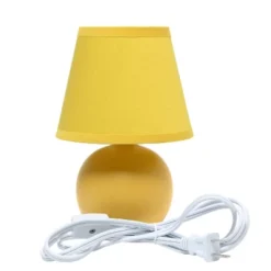 8.66" Petite Ceramic Orb Base Bedside Table Desk Lamp With Matching Tapered Drum Fabric Shade Yellow - Creekwood Home -Adesso Shop GUEST cad1a9a0 135f 44cf 8ac9 e949b5129959