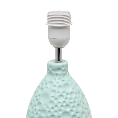 14.17" Traditional Ceramic Texture Thumbprint Tear Drop Table Desk Lamp With Tapered White Shade Blue - Creekwood Home 5 14.17" Traditional Ceramic Texture Thumbprint Tear Drop Table Desk Lamp With Tapered White Shade Blue - Creekwood Home - Image 3