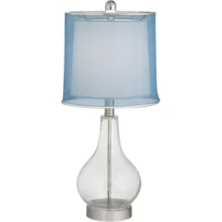 360 Lighting Modern Accent Table Lamps 21.75" High Set Of 2 With USB Charging Port Clear Glass Blue Drum Shade For Living Room Desk Bedroom Office 15 360 Lighting Modern Accent Table Lamps 21.75" High Set Of 2 With USB Charging Port Clear Glass Blue Drum Shade For Living Room Desk Bedroom Office -Adesso Shop GUEST cb1207c2 1de8 43b8 ae37 7ca50bd3ada8