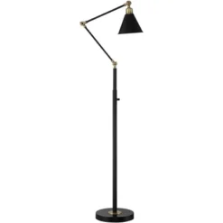 360 Lighting Wray Mid Century Modern Pharmacy Floor Lamp 61" Tall Flat Black Warm Brass Adjustable Swivel Head For Living Room Reading Bedroom Home -Adesso Shop GUEST cb12d4d0 36fe 4b09 a03a c58387e09159