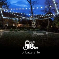 Dartwood Solar String Lights - Outdoor Decorative Solar Fairy Lights For Your House, Yard, Or Garden (2 Pack, Blue)