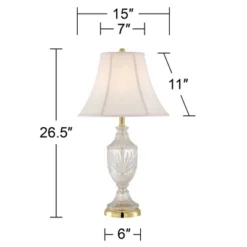 Regency Hill Traditional Table Lamp 26.5" High Cut Glass Urn Brass White Cream Bell Shade For Living Room Family Bedroom Bedside Nightstand -Adesso Shop GUEST cbf9893a 39fa 4d05 a71a e5305d21a500