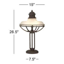 Franklin Iron Works Rustic Industrial Table Lamp 26 1/2" High With USB Dimmer Rust Bronze Haft Dome Glass Shade For Bedroom Living Room House Desk -Adesso Shop GUEST cc63de24 7dbe 418d 8499 816a49284172