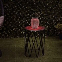 8" Outdoor Metal Hollow Lantern With Rotating LED Lights Antique White - Alpine Corporation -Adesso Shop GUEST ccb80a27 dafb 48c3 8873 891869582913