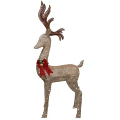 Northlight 74" LED Lighted Champagne Deer With Red Bow Outdoor Christmas Decoration -Adesso Shop GUEST cd07cbcf 5fa7 4e27 9bac 6e02d9d14b7a