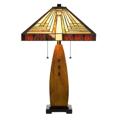 27" Resin Contemporary Mission Table Lamp With Tiffany Glass Shade - Cal Lighting 3 27" Resin Contemporary Mission Table Lamp With Tiffany Glass Shade - Cal Lighting