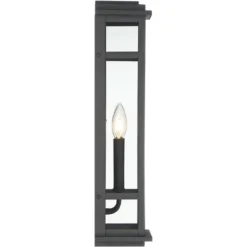 Possini Euro Design Modern Industrial Outdoor Wall Light Fixture Cool Black Windowpane Frame 20" For Post Exterior Barn Deck House -Adesso Shop GUEST cd7b83f5 5a37 43f6 b66f 5f807ab206c8