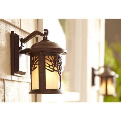 John Timberland Rustic Outdoor Wall Light Fixture Bronze 9 1/2" Tree Etched Glass Sconce For Exterior House Deck Patio Porch Lighting 9 John Timberland Rustic Outdoor Wall Light Fixture Bronze 9 1/2" Tree Etched Glass Sconce For Exterior House Deck Patio Porch Lighting - Image 7