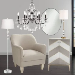 Vienna Full Spectrum DeMallo Dark Bronze Chandelier 26" Wide French Scroll Arm Clear Crystal 6-Light Fixture For Dining Room Home Foyer Kitchen Island -Adesso Shop GUEST cdae09d7 6635 4b46 a436 d85ec86d3502