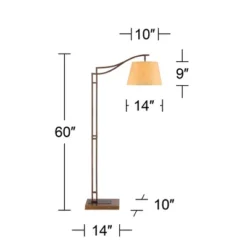 Franklin Iron Works Tahoe Rustic Industrial Downbridge Arc Floor Lamp 60" Tall Bronze Metal Faux Leather Empire Shade For Living Room Reading Bedroom -Adesso Shop GUEST cdcb0041 14d4 4985 b75a b2028eeb3b00