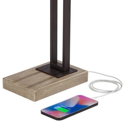 Franklin Iron Works Maricopa Rustic Farmhouse Desk Lamp 21 1/4" High Bronze Metal With USB And AC Power Outlet Mica Shade For Bedroom Living Room Home 5 Franklin Iron Works Maricopa Rustic Farmhouse Desk Lamp 21 1/4" High Bronze Metal With USB And AC Power Outlet Mica Shade For Bedroom Living Room Home - Image 3