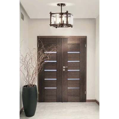 15" Iron And Glass Hampdon Modern Drum LED Flush Mount Black - Jonathan Y 6 15" Iron And Glass Hampdon Modern Drum LED Flush Mount Black - Jonathan Y - Image 4