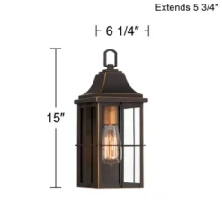 John Timberland Sunderland Rustic Mission Outdoor Wall Light Fixture Black Gold 15" Clear Glass For Post Exterior Barn Deck House Porch Yard Patio -Adesso Shop GUEST ce65f252 4d5c 41f6 ab9f c60dedd79623