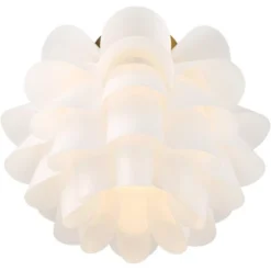 Possini Euro Design Modern Ceiling Light Semi Flush Mount Fixture White Flower Gold Metal 15 3/4" Wide Living Room Bedroom Kitchen -Adesso Shop GUEST ce930fb8 a960 4b90 bf0d 81613c5bebb7