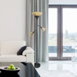 Torchiere Floor Lamp With 2 Reading Lights And Scalloped Glass Shades Restoration Bronze - Lalia Home -Adesso Shop GUEST d0111db6 c157 4afc 9e69 d707484b7d7f