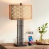 Possini Euro Design Deborah Modern Mid Century Table Lamp 30" Tall Black With USB Charging Port Gold Metal Double Drum Shades For Living Room Desk -Adesso Shop GUEST d09b9f86 a2a3 4b5e 916a 95b7aa0cd5ec