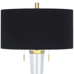 Vienna Full Spectrum Belle Modern Table Lamp 33 1/4" Tall Clear Crystal Glass Black Drum Shade For Bedroom Living Room Bedside Nightstand Office House -Adesso Shop GUEST d0e7de31 8b8a 48c6 baca e46a376dac5c