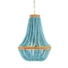 Wood Beaded Chandelier Blue -Storied Home