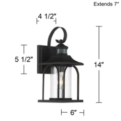 John Timberland Adaes Mission Outdoor Wall Light Fixture Textured Black Motion Sensor 14 1/4" Clear Glass For Post Exterior Barn Deck House Porch Yard -Adesso Shop GUEST d2c84cc2 b928 409c a2cd b6ac280c49a0