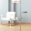 Possini Euro Design Vogue Modern Floor Lamp With Tray Table 60" Tall Brushed Nickel USB Charging Port Organza Outer White Inner Shade For Living Room -Adesso Shop GUEST d2d3c9f4 8b40 4459 95b3 d0cb41644792