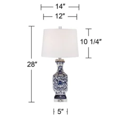 Barnes And Ivy Table Lamps 28" Tall Set Of 2 Porcelain Blue Floral Jar Geneva White Drum Shade For Living Room Family Bedroom Bedside -Adesso Shop GUEST d2db4fda 7beb 4421 abb2 94c9d88297ab