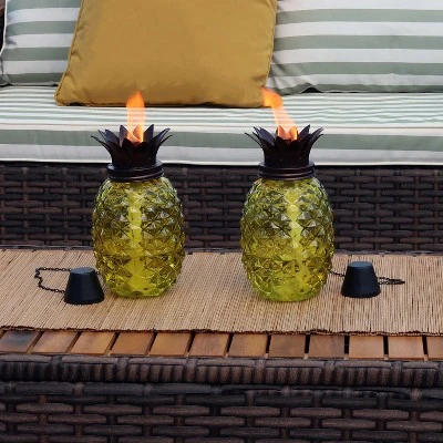 Sunnydaze Decor Sunnydaze Outdoor Adjustable Height 3-in-1 Glass Tropical Pineapple Torches With Connected Snuffs And Metal Poles - 2pk 9 Sunnydaze Decor Sunnydaze Outdoor Adjustable Height 3-in-1 Glass Tropical Pineapple Torches With Connected Snuffs And Metal Poles - 2pk - Image 7