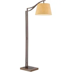 Franklin Iron Works Tahoe Rustic Industrial Downbridge Arc Floor Lamp 60" Tall Bronze Metal Faux Leather Empire Shade For Living Room Reading Bedroom -Adesso Shop GUEST d406a27d db92 4bb2 906f 2b41901f33db
