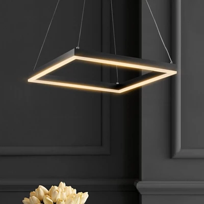 15.75" LED Nero Square Contemporary Metal Pendant Black - JONATHAN Y 3 15.75" LED Nero Square Contemporary Metal Pendant Black - JONATHAN Y