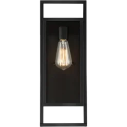 Possini Euro Design Jericho Modern Outdoor Wall Light Fixture Textured Black Metal 19" Clear Glass Panel For Post Exterior Barn Deck House Porch Yard -Adesso Shop GUEST d56b34ca 30b4 45a1 a196 5f87019d0759